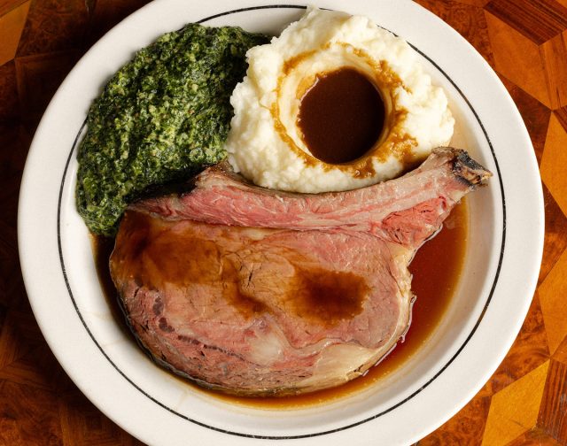 Prime rib au jus with mashed potatoes at Lawry's in Las Vegas