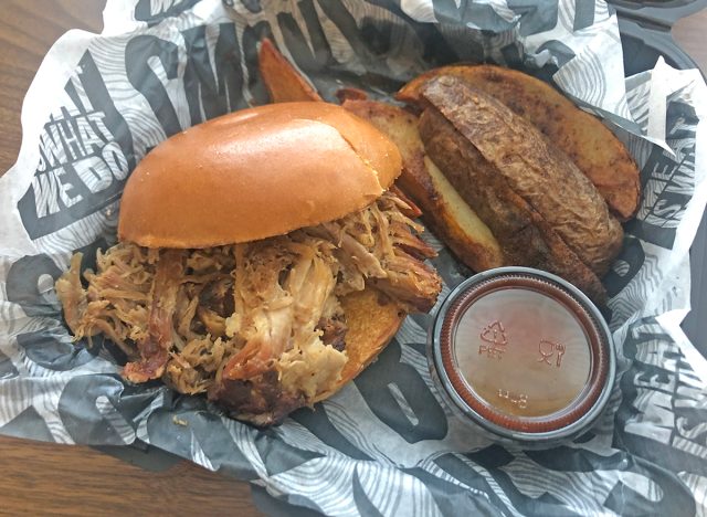 The pulled pork sandwich at Smokey Bones