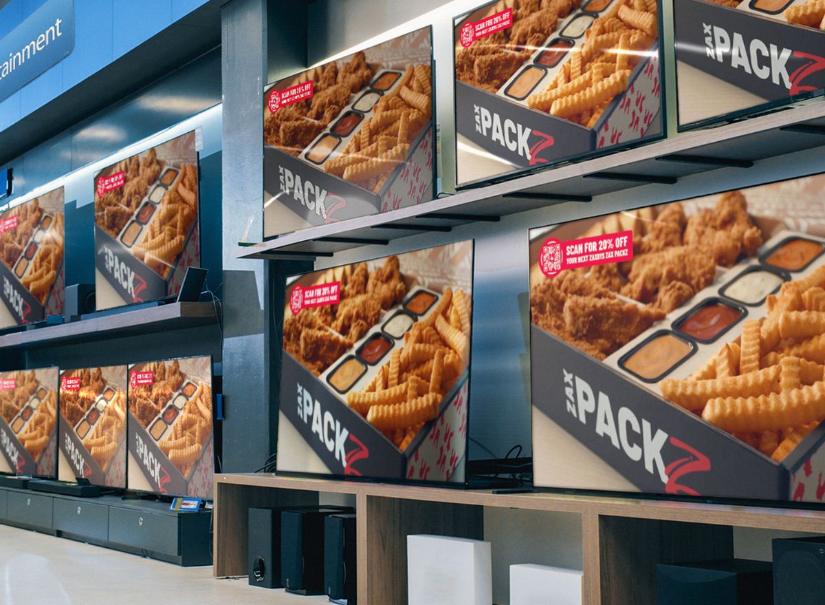 Zaxby's ad on Walmart TV screens for Black Friday Deal 2024