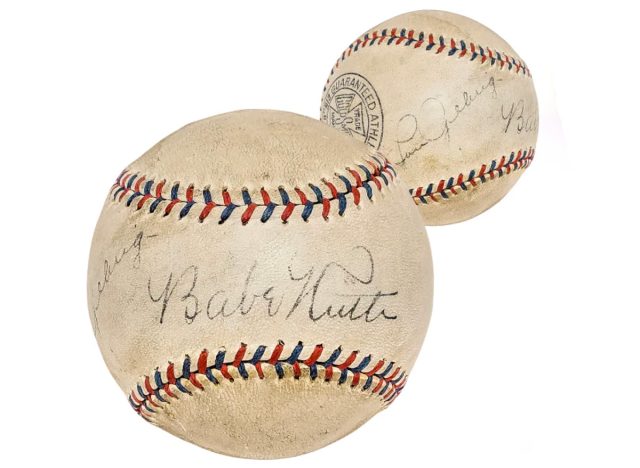 Babe Ruth & Lou Gehrig Dual Autographed Official League Baseball