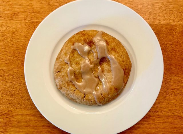 Crumbl's Maple Glaze Cookie on a white plate