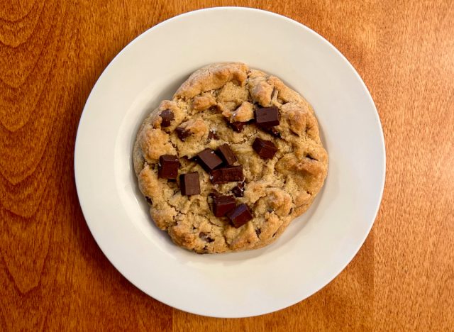 Crumbl's Semi-Sweet Chocolate Chip Cookie on a white plate