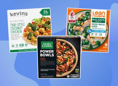 high protein frozen meals collage