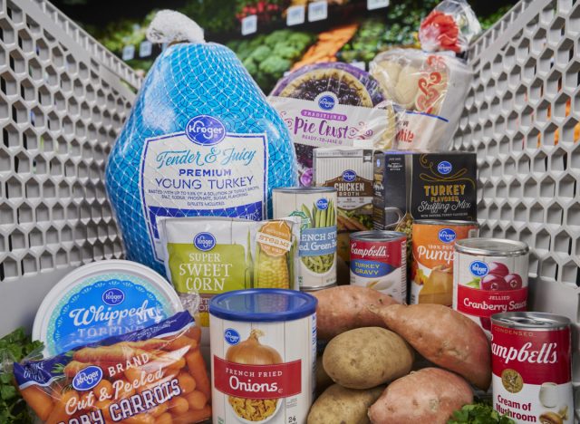 Kroger Holiday Basket ingredients in a shopping cart