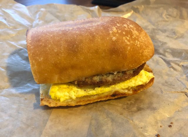 Panera Ciabatta Sausage, Egg & Cheese Sandwich