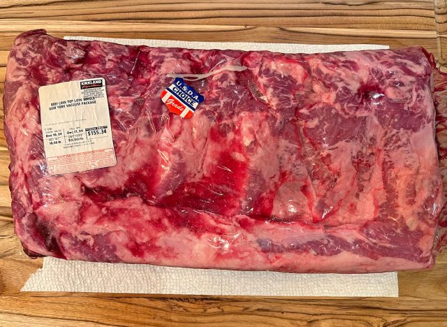 A whole New York steak loin from Costco