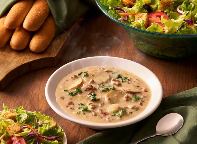 Never-ending soup, salad, and breadsticks at Olive Garden