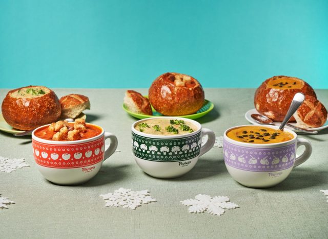 Panera Holiday Soup Cups on table