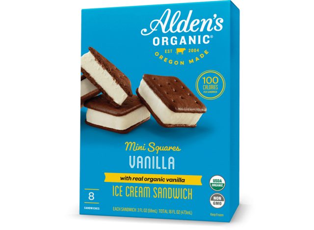 Alden's Organic Vanilla Ice Cream Mini Square Sandwich