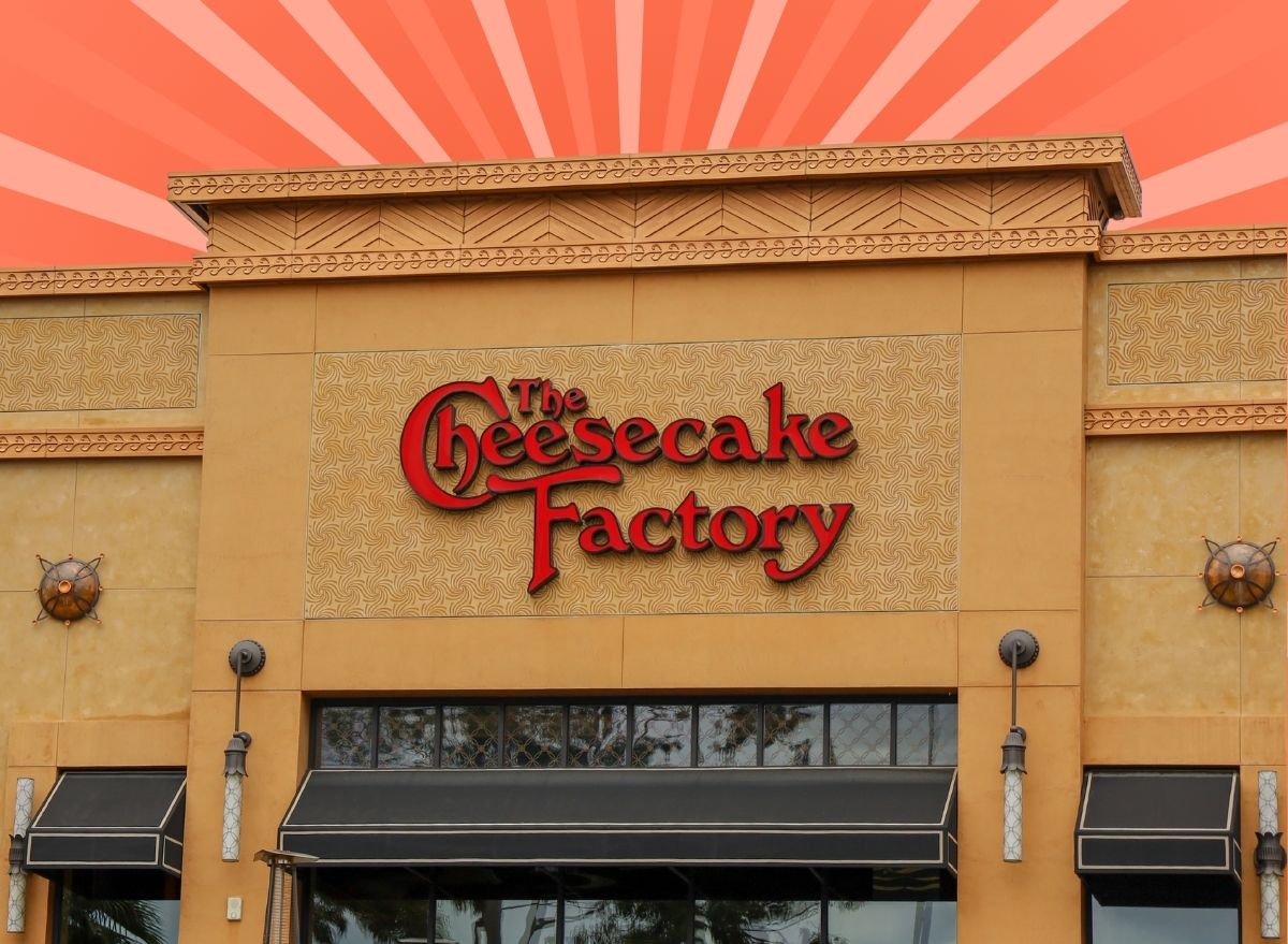 the cheesecake factory exterior set against a designed background