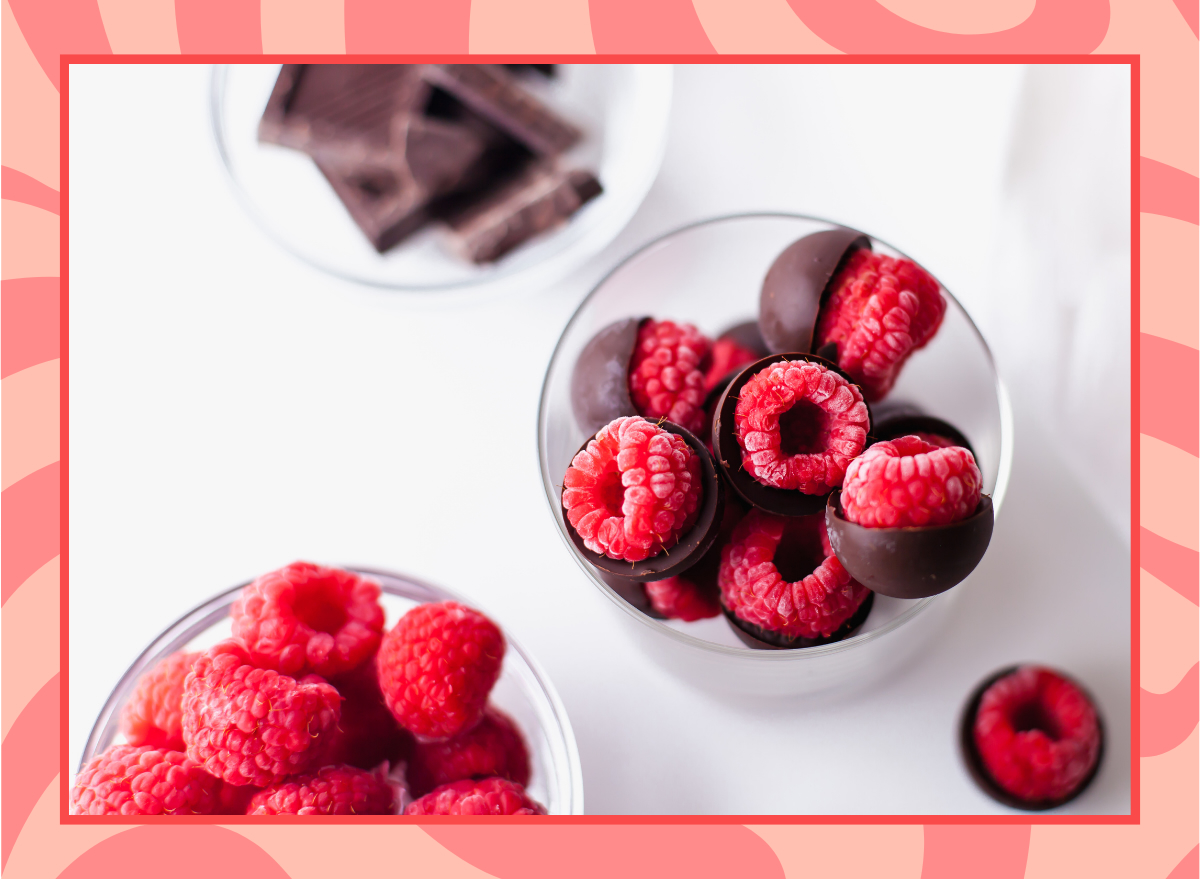 dark chocolate covered raspberries