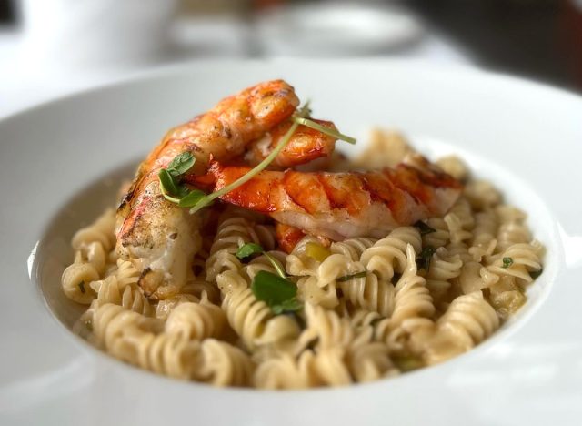 Davio's Restaurant Fusilli, Grilled Prawns, Hot Cherry Peppers, Vermentino, Lemon, Olive Oil 