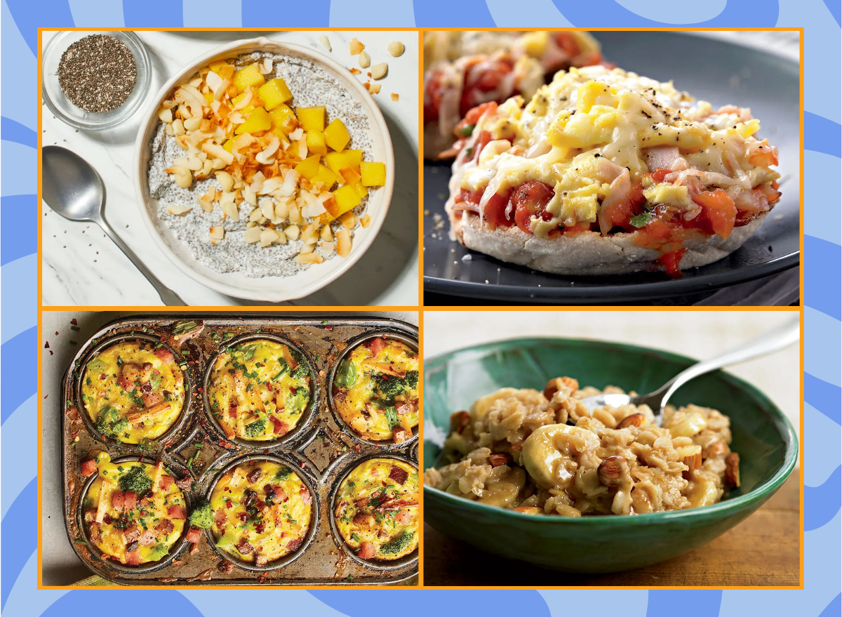 collage of four healthy breakfast ideas