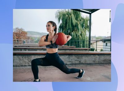 focused fitness woman doing lunge with twist exercise