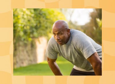 mature man feeling tired and fatigued after workout or run outdoors