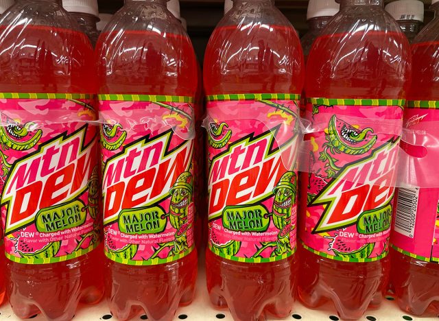 Retail store drinks MTN dew major melon 6 pack