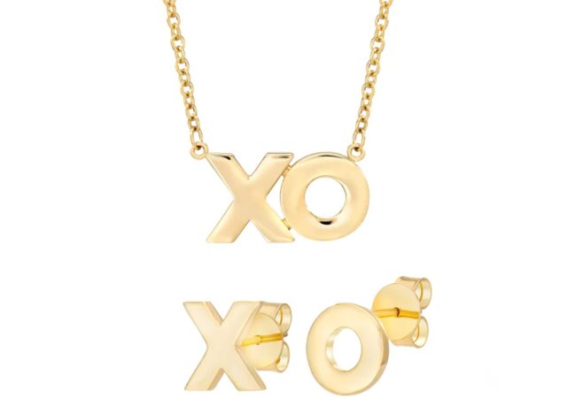 14kt Yellow Gold XO Earring & Necklace Set