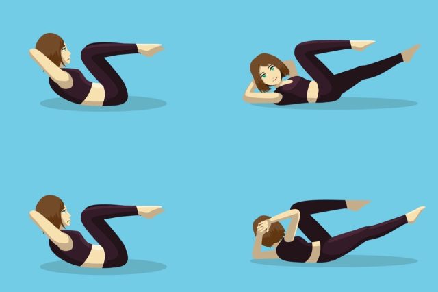 Pilates Moves Criss Cross Manga Cartoon Vector Illustration