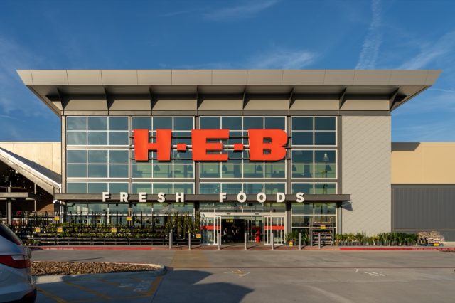 Pearland, Texas, USA - March 3, 2022: H-E-B supermarket store in Pearland, Texas, USA. H-E-B Grocery Company, LP is an American supermarket chain.