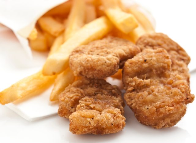 fast food fried chicken nuggets with fries