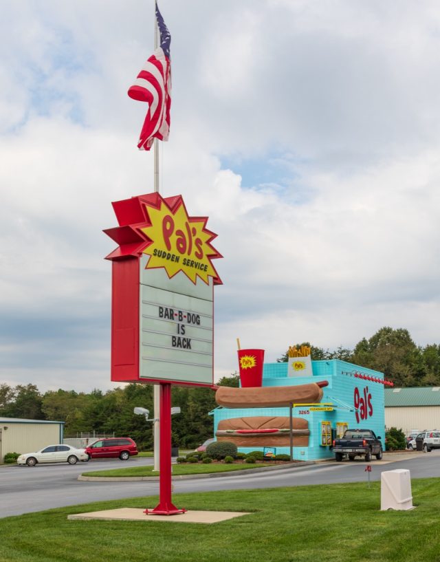 GREENEVILLE, TN, USA-10-2-18: A Pal's fast food diner in Greeneville, with other stores in Tennessee and southwestern Virginia.