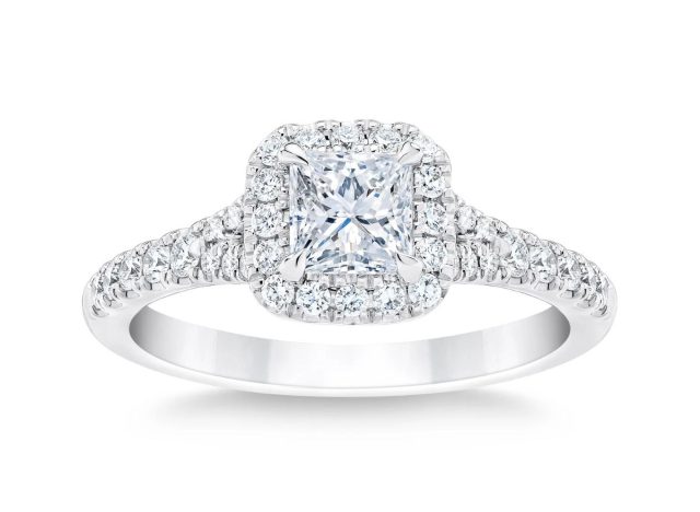 princess cut round brilliant diamond ring