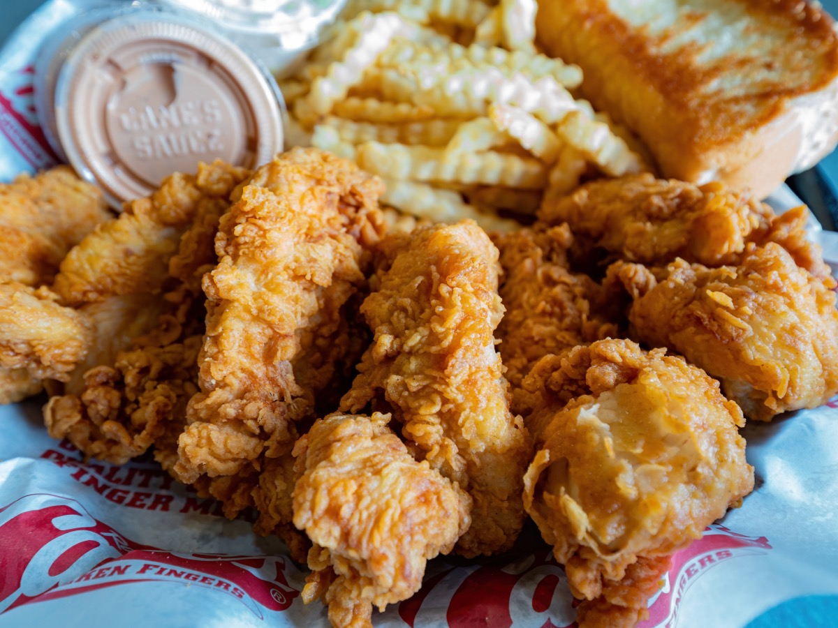 Las Vegas, MAR 15, 2020 - Close up shot of the delicious deep fried chicken finger