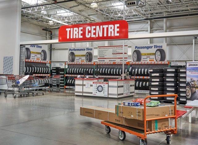 TORONTO, CANADA - AUGUST 15, 2018: Costco Tire Centre. Costco, is an American corporation which operates a chain of membership-only warehouse clubs.