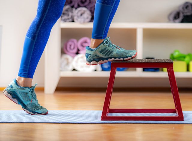 Woman Using Jumping Stool During Training, Step, Stepping