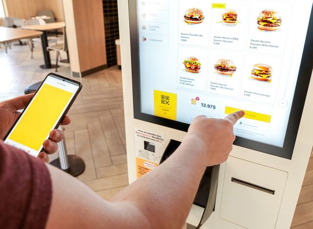 Close up shot of self-ordering kiosk at McDonald's restaurant in Canada. Ottawa ON Canada - 08.15. 2023