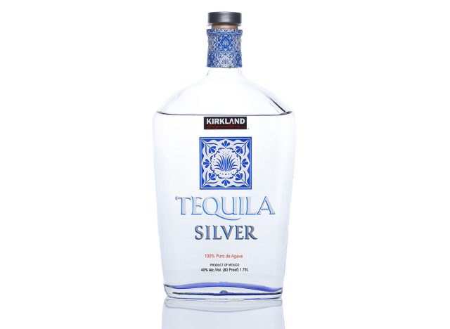 A bottle of Kirkland Silver Tequila, a private label of COSTCO.