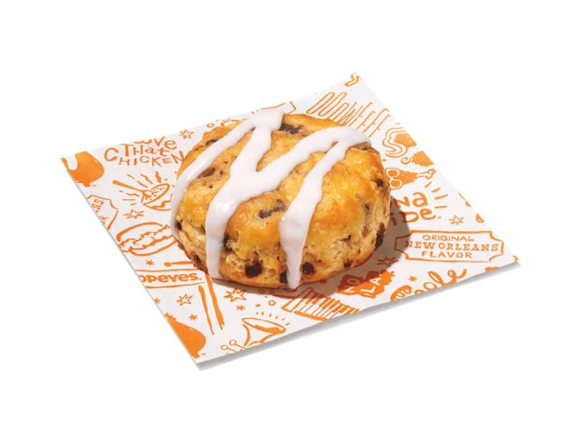 Popeye's Chocolate Chip Biscuit on a white background