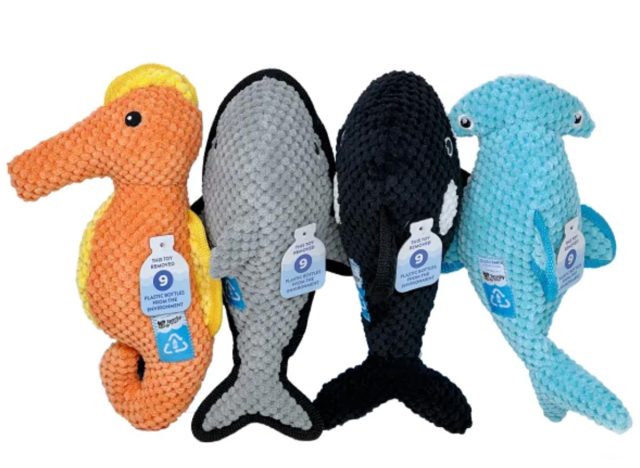 Spunky Pup Clean Earth Recycled Plush Dog Toys, 4-pack