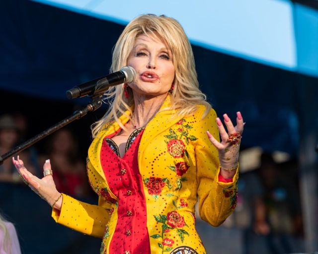 Newport, Rhode Island, USA - July 27,2019: Dolly Parton performs at The Newport Folk Festival in Rhode Island.