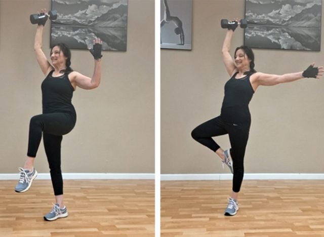 Dumbbell Freeze with Hip Flexion 