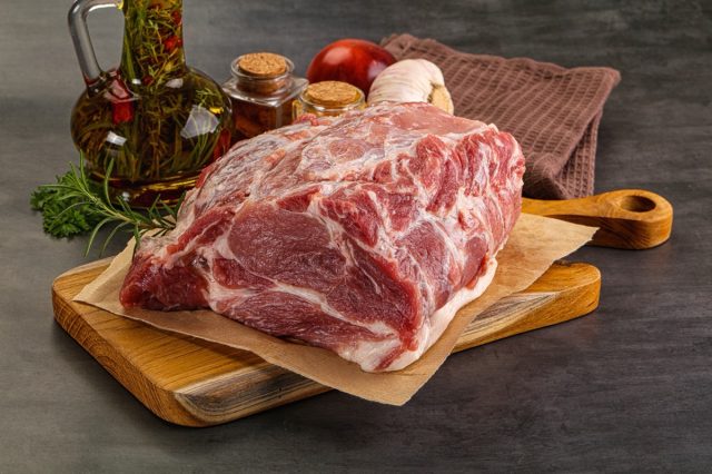 Raw fresh pork neck meat for cooking