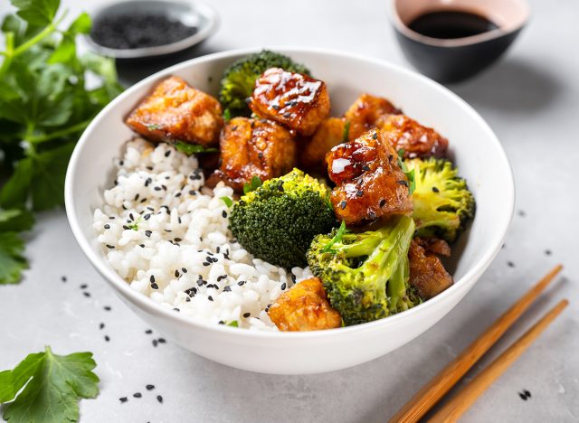 Crispy Tofu with Veggies and Rice Bowl