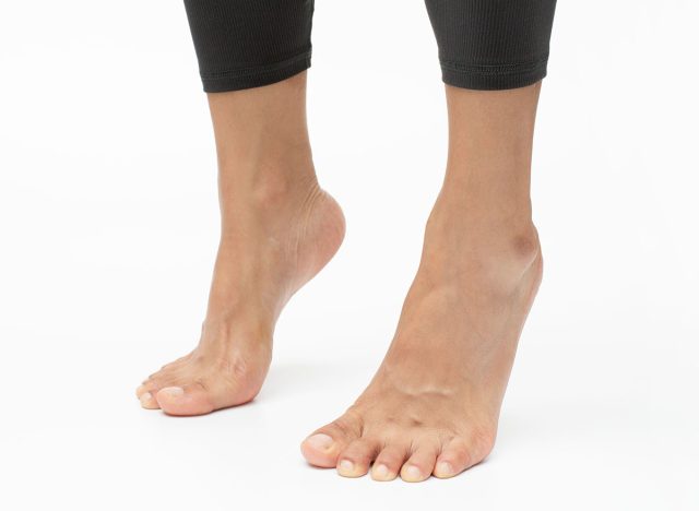 Stand tall on tip-toes. Foot exercises for flexibility and mobility