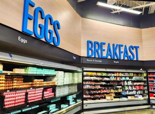 Walmart store interior eggs and breakfast sections, Manassas, Virginia, USA, January 28, 2025