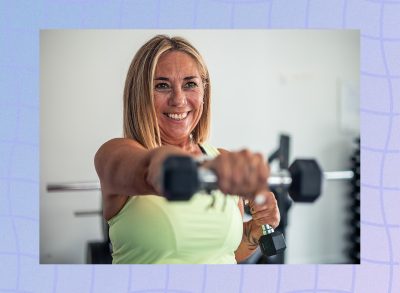 Woman lifting weights, strength training