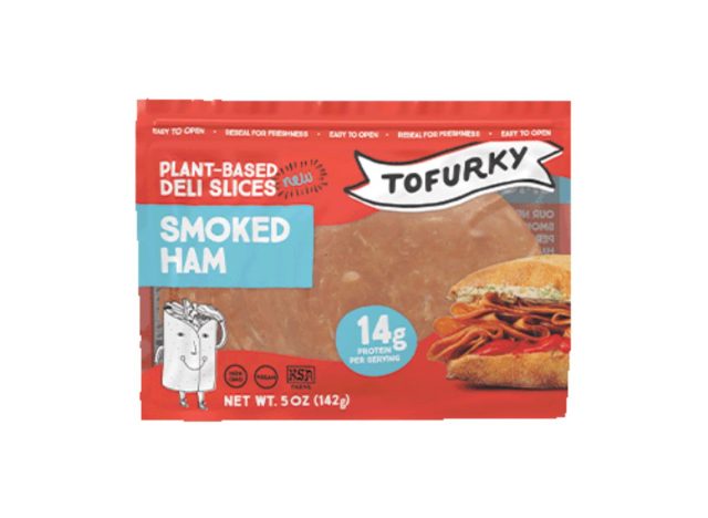 package of Tofurky Smoked Ham on a white background