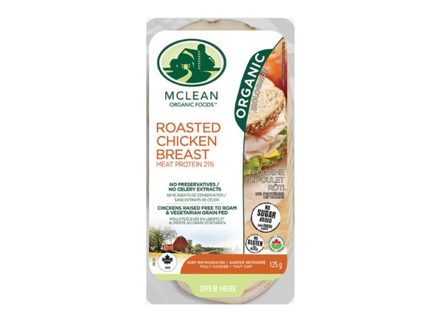 Package of McLean Roasted Chicken Breast on a white background