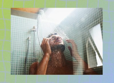 Man taking a cold shower