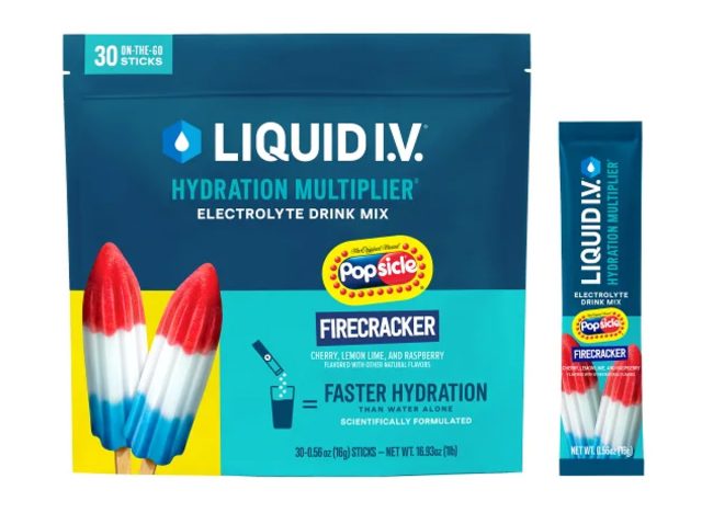 Liquid I.V. Hydration Multiplier, 30 Individual Serving Stick Packs in Resealable Pouch, Firecracker