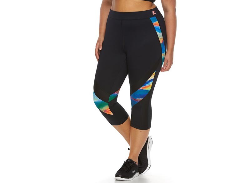 FILA Sport Size Small Running Capri Leggings Multicolored Logo Women's