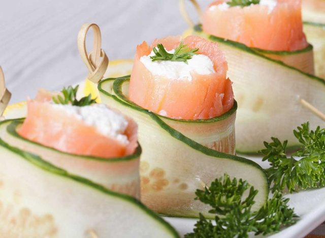 cucumber salmon cream cheese roll up